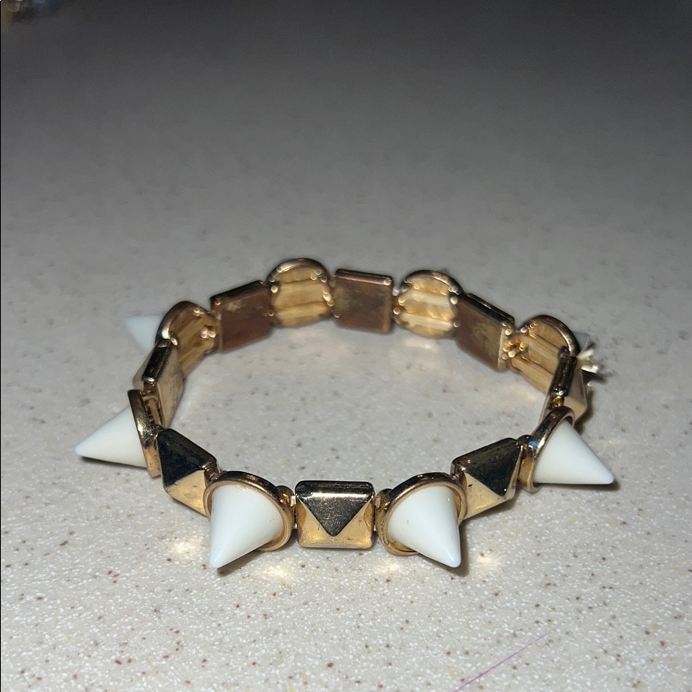 Gold and White Spike Bracelet